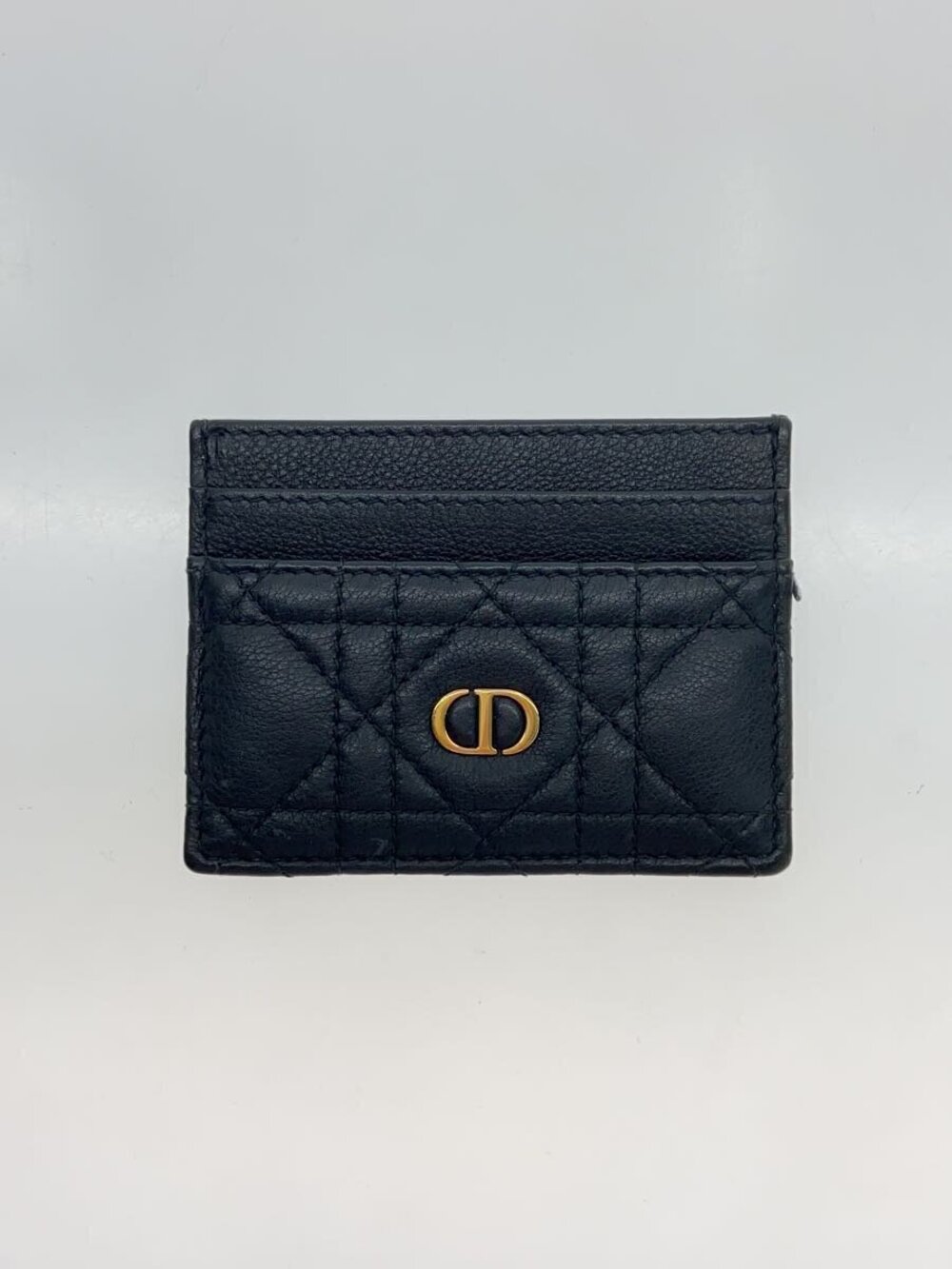 Christian Dior Card Case Wallet Leather Black Caro Freesia
